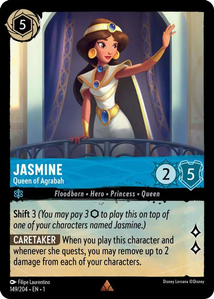 Disney Lorcana Trading Card Game The First Chapter Single Card Rare Jasmine  - Queen of Agrabah 149 FOIL - ToyWiz