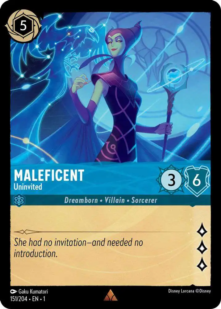 Disney Lorcana Trading Card Game The First Chapter Rare Foil Maleficent - Uninvited #151