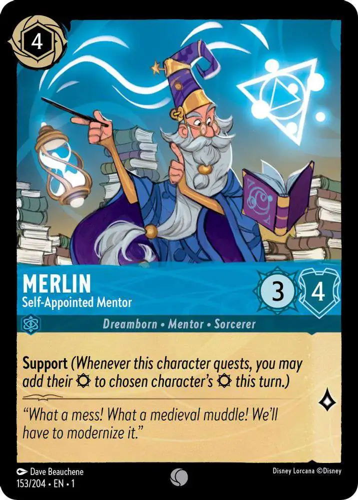 Disney Lorcana Trading Card Game The First Chapter Common FOIL Merlin - Self-Appointed Mentor #153