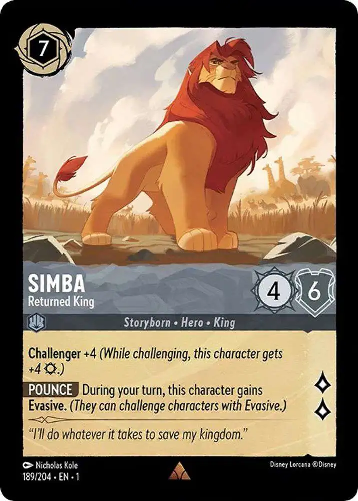 Disney Lorcana Trading Card Game The First Chapter Rare Simba - Returned King #189