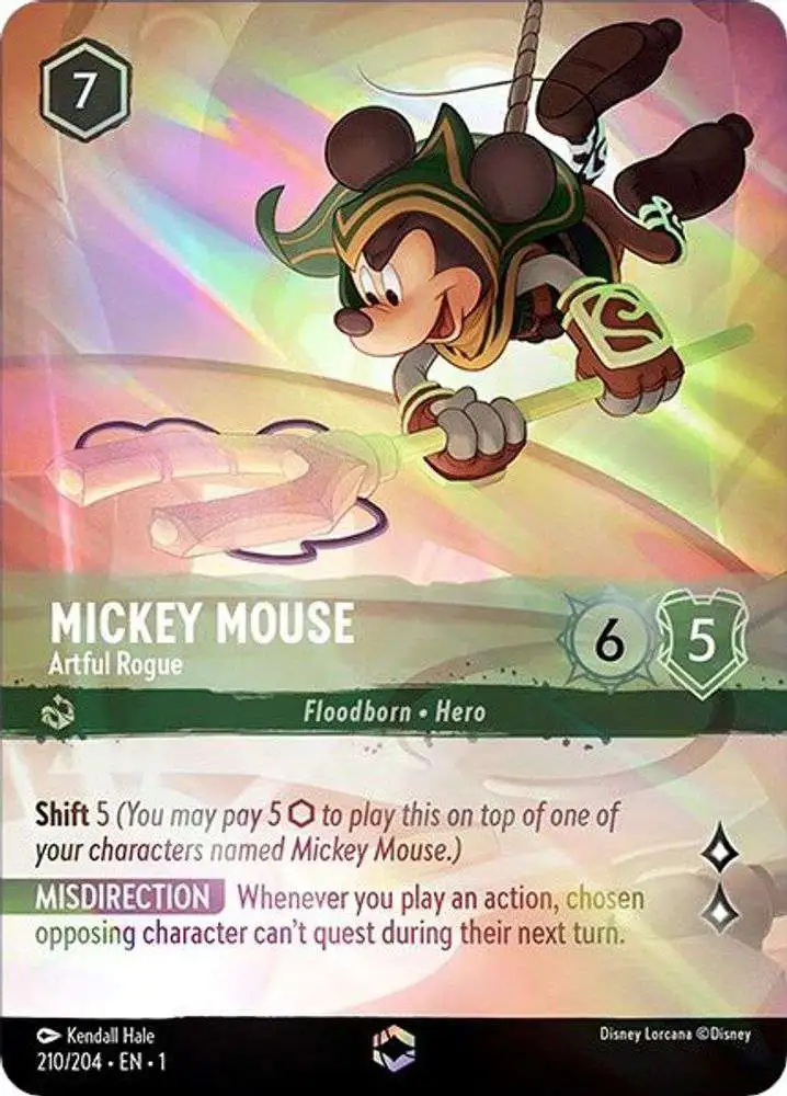 Disney Lorcana Trading Card Game The First Chapter Enchanted Mickey Mouse - Artful Rogue #210 [Alternate Art]