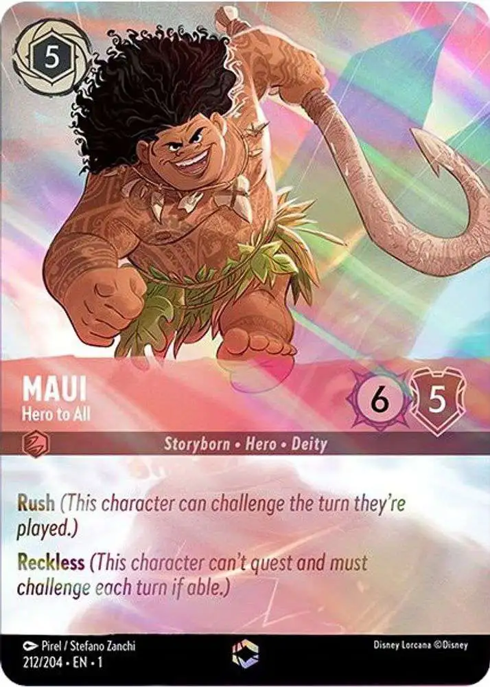 disney lorcana first chapter enchanted cards Trading Card Game The Single Card Maui - Hero to All 212 Alternate Art FOIL The First Chapter Release Date Disney Lorcana Trading Card Game