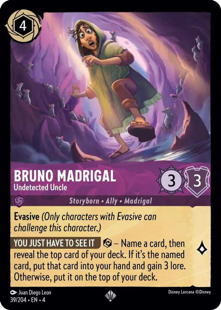 Disney Lorcana Trading Card Game Ursula's Return Super Rare Bruno Madrigal  - Undetected Uncle #39