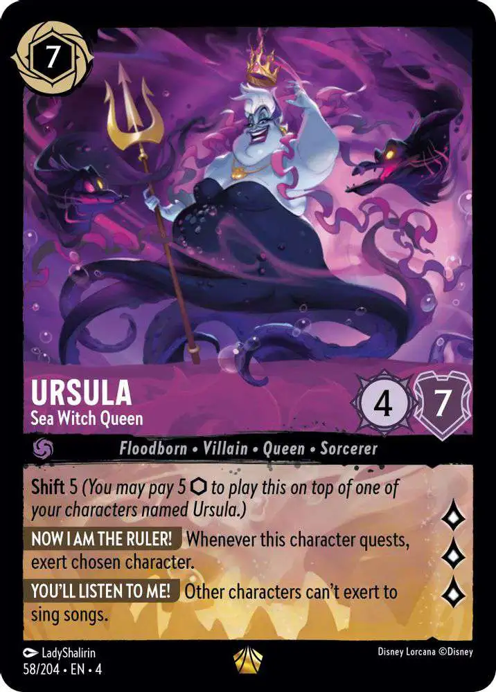Disney Lorcana Trading Card Game Ursula's Return Legendary Ursula - Sea Witch Queen #58