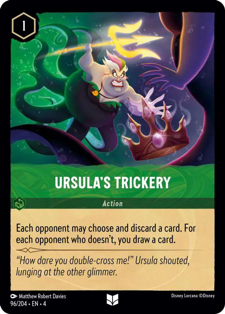 lorcana ursula cards Disney Trading Card Game Ursulas Return Single Card Uncommon Ursulas Trickery 96 FOIL Whenever this character quests Lorcana: Ursula's Return: Starter Deck