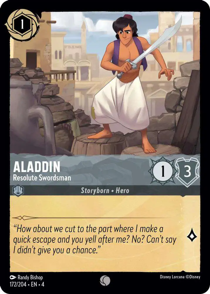 Disney Lorcana Trading Card Game Ursula's Return Common Foil Aladdin -  Resolute Swordsman #172