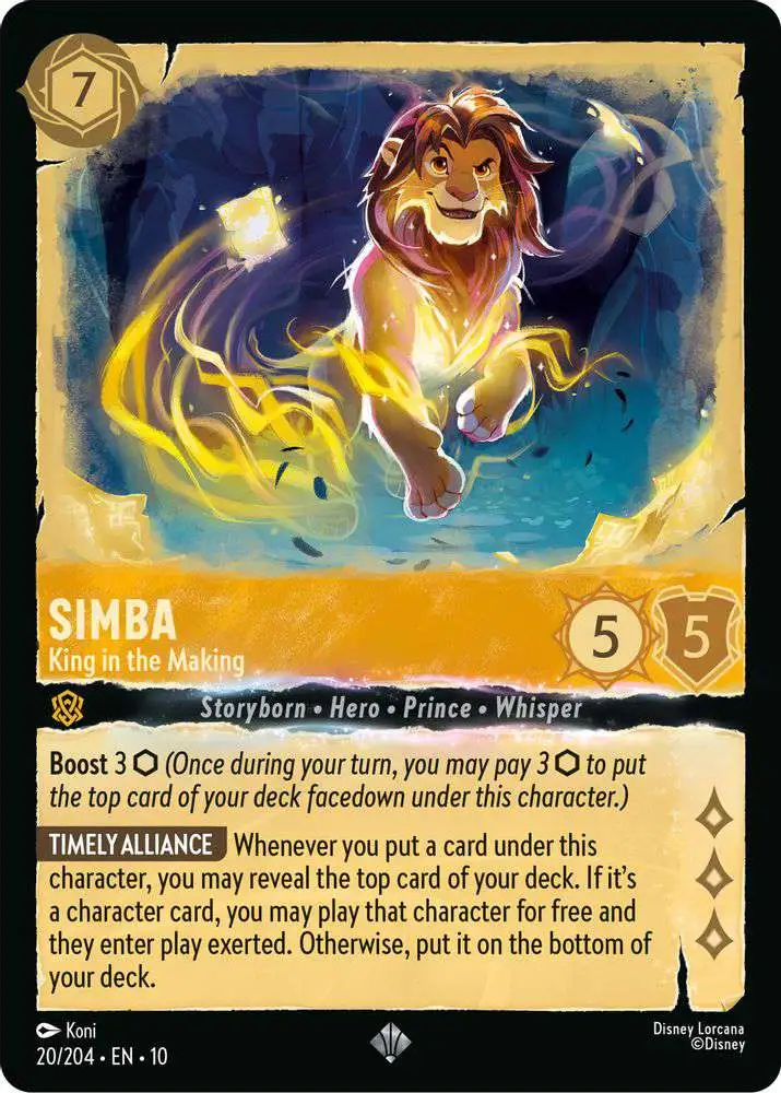 Disney Lorcana Trading Card Game Whispers in the Well Single Card Super  Rare Simba - King in the Making 20 FOIL - ToyWiz