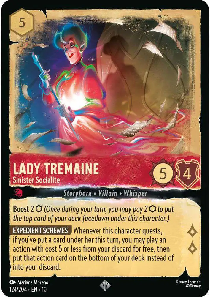 Disney Lorcana Trading Card Game Whispers in the Well Single Card Super  Rare Lady Tremaine - Sinister Socialite 124 FOIL - ToyWiz