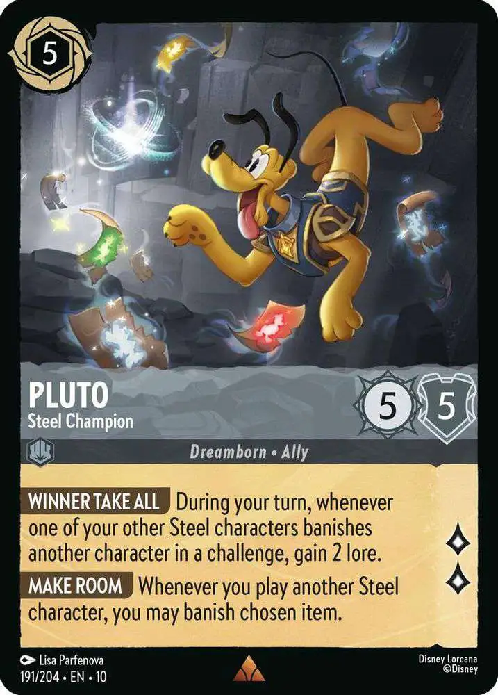 Disney Lorcana Trading Card Game Whispers in the Well Single Card Rare  Pluto - Steel Champion 191 FOIL - ToyWiz