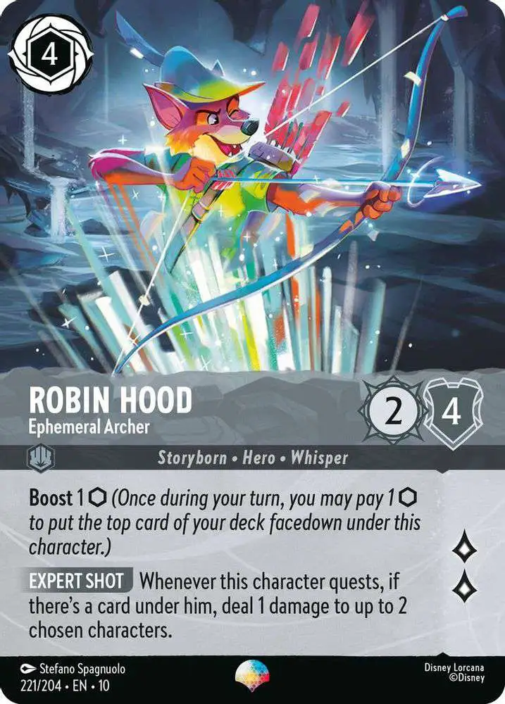 Disney Lorcana Trading Card Game Whispers in the Well Single Card Epic  Robin Hood - Ephemeral Archer 221 FOIL - ToyWiz