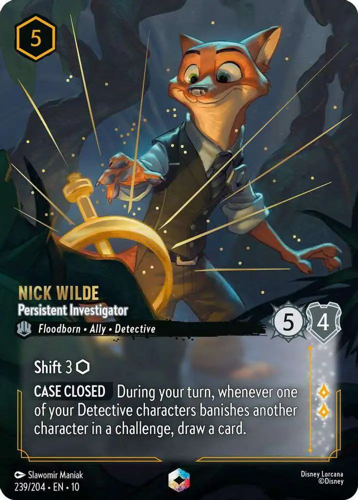 Disney Lorcana Trading Card Game Whispers in the Well Single Card Enchanted  Nick Wilde - Persistent Investigator 239 - ToyWiz