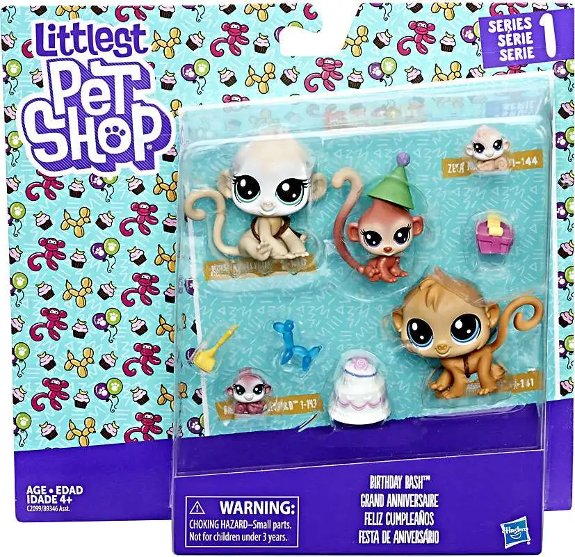 Littlest Pet Shop Series 1 Birthday Bash Mini Figure Family 5 Pack Monkeys Hasbro Toys Toywiz