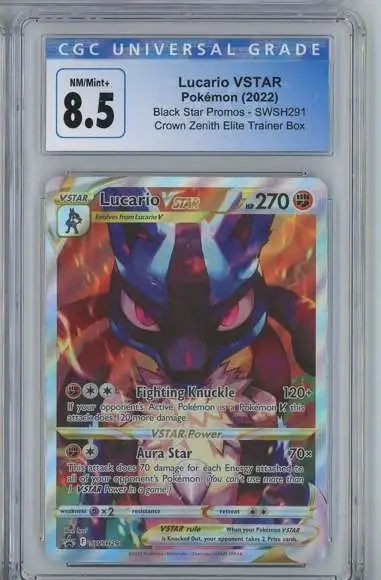 Pokemon Crown Zenith Lucario VSTAR Graded Card SWSH291 [CGC 8.5]
