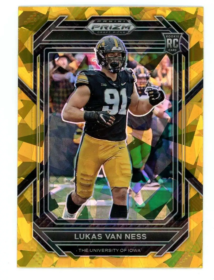 NFL 2023 Panini Prizm Draft Picks Gold Ice Prizm Lukas Van Ness #181 [Rookie]