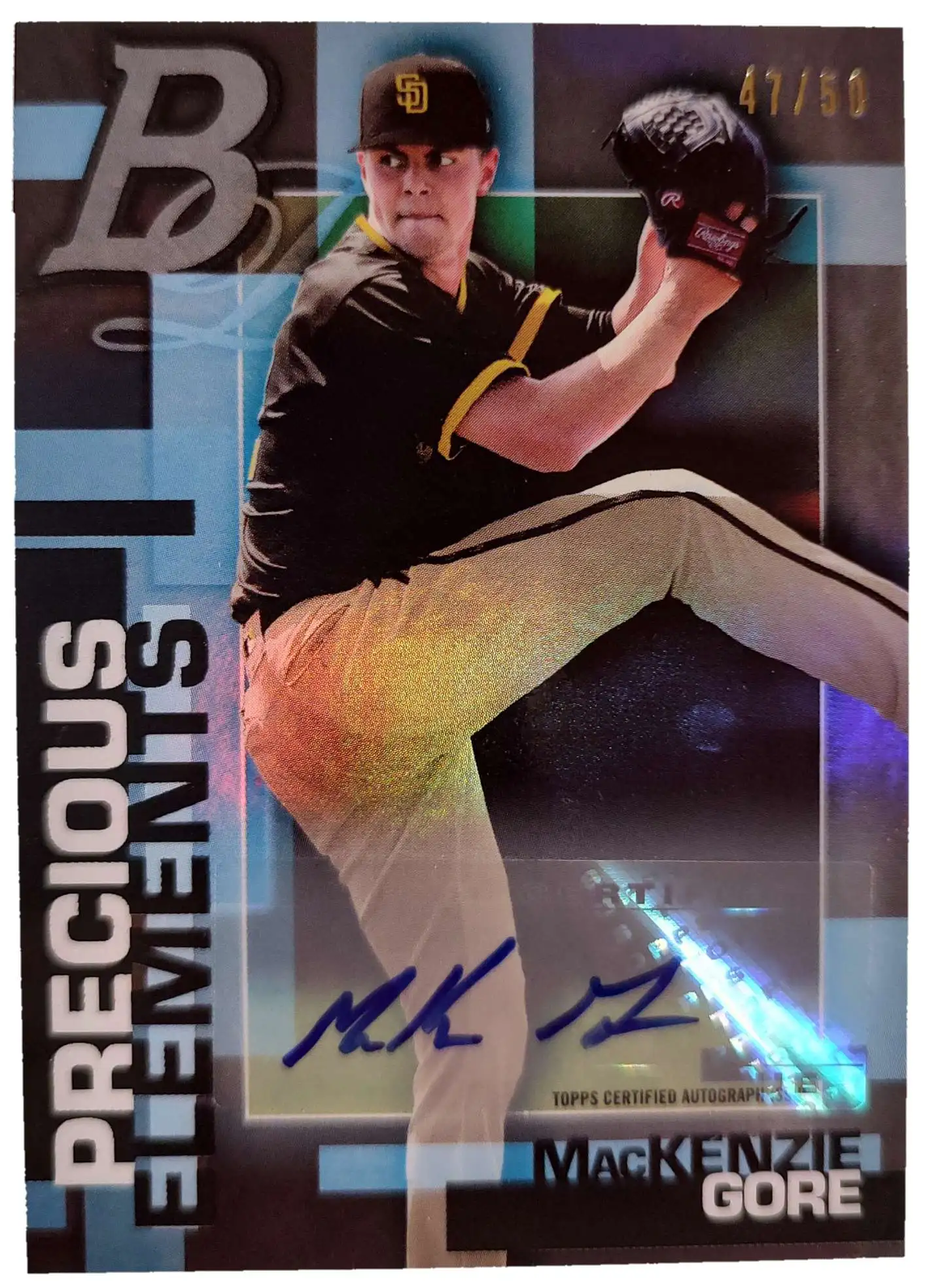 MLB 2020 Bowman Platinum Precious Elements MacKenzie Gore 47/50 Autographed Single Card PE-23 [Rookie]