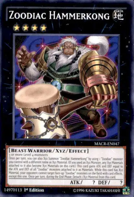 YuGiOh Trading Card Game Maximum Crisis Common Zoodiac Hammerkong MACR-EN047