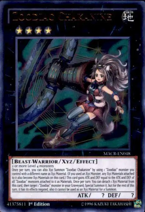 YuGiOh Trading Card Game Maximum Crisis Ultra Rare Zoodiac Chakanine MACR-EN048