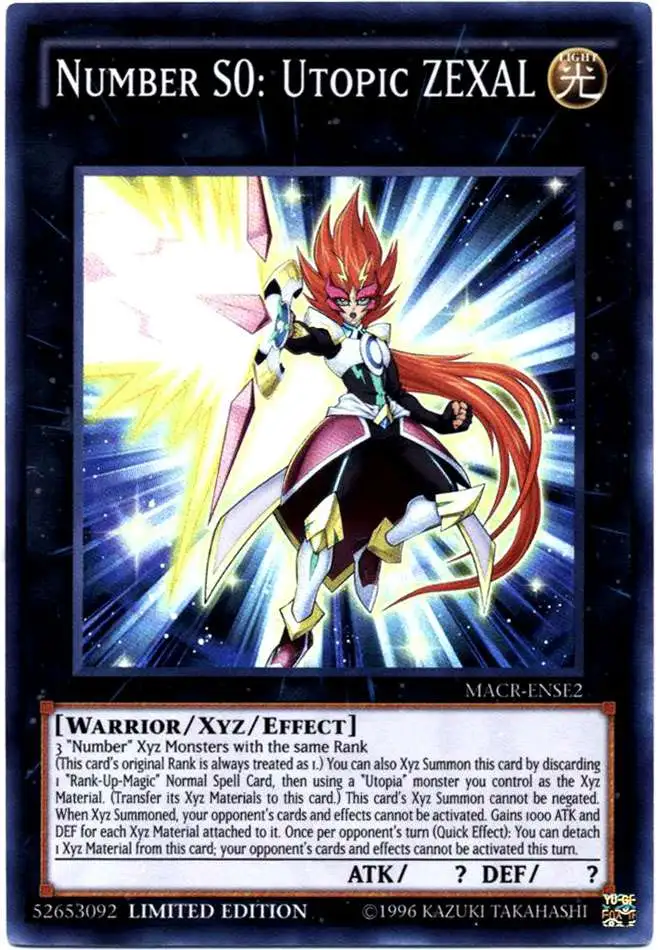 YuGiOh Trading Card Game Maximum Crisis Super Rare Number S0: Utopic ZEXAL MACR-ENSE2