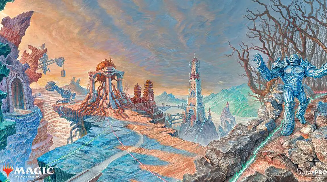 mtg card art playmats   | New playmat debuting at Magic Con So excited to finally reveal the full landscape version of the cover I did for @frozensoultx and slip underside and a high Ultra Pro Magic The Gathering