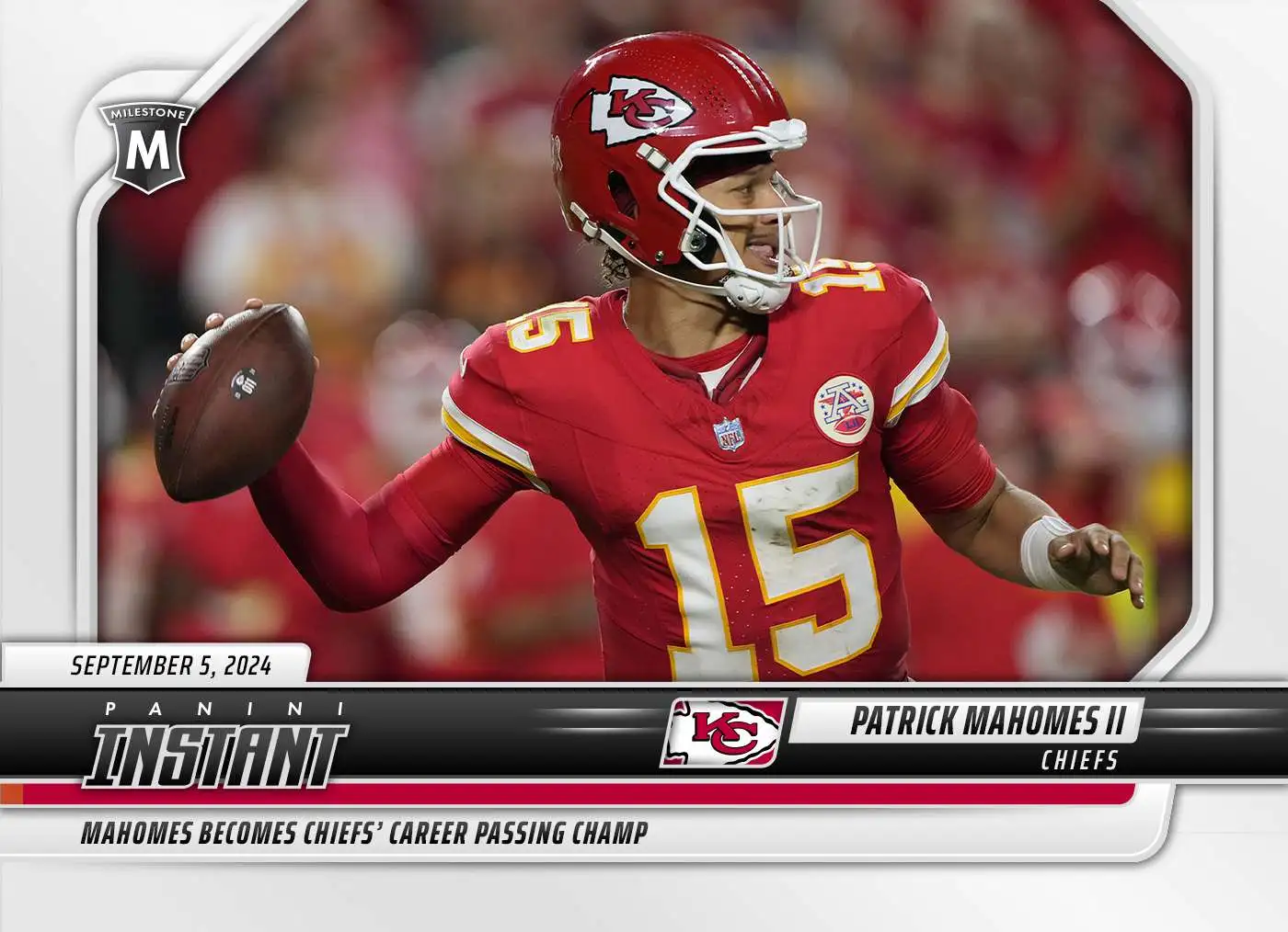 NFL Kansas City Chiefs 2024 Instant Football Patrick Mahomes II #22 [Becomes Chiefs Career Passing Champ]
