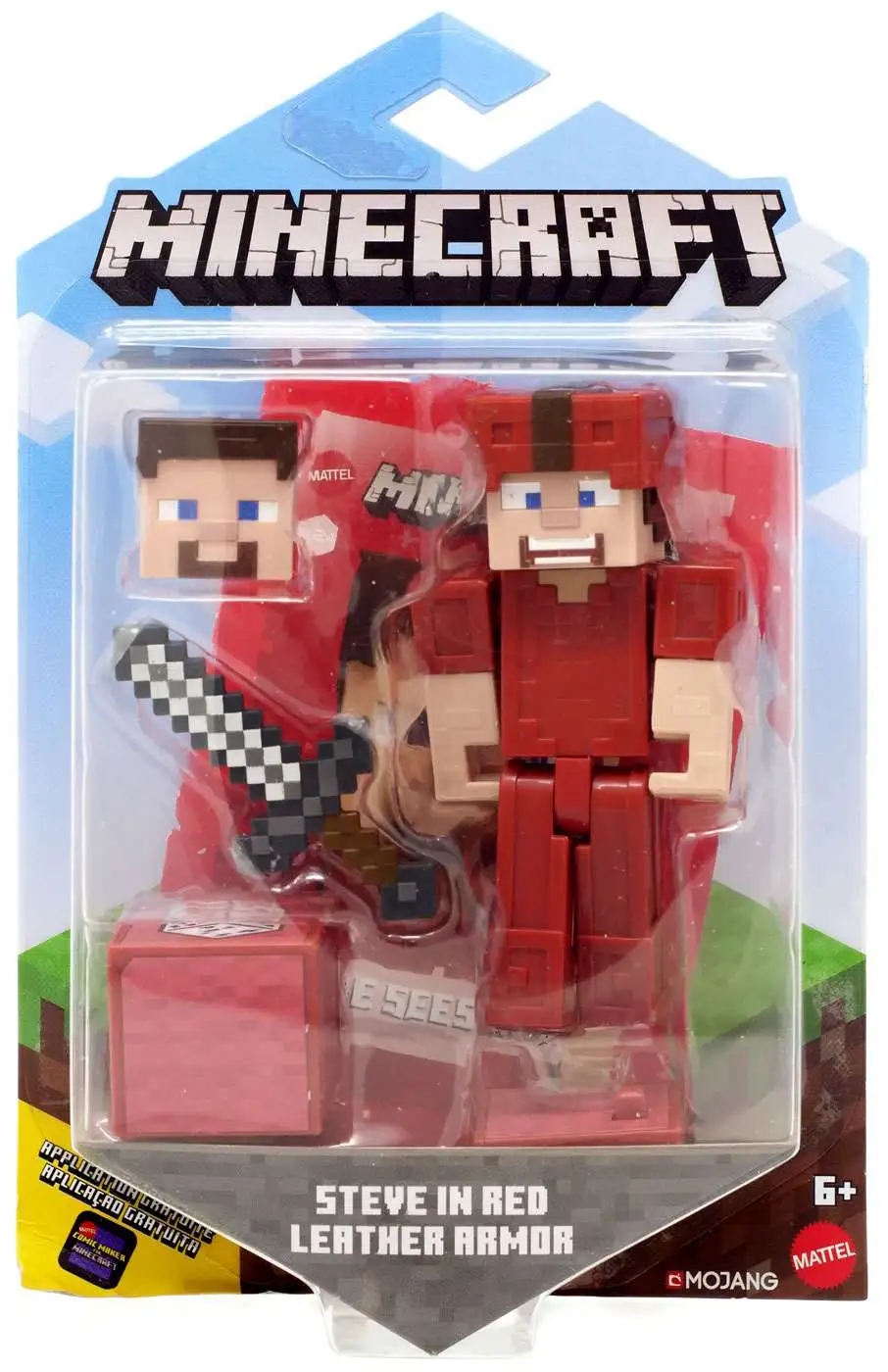 Details about   NEW 2019 Mojang Mattel Minecraft Steve In Red Leather Armor Comic Maker 