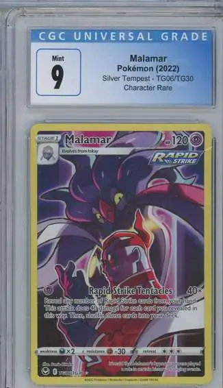 Pokemon Silver Tempest Malamar Character Rare Graded Card TG06 CGC 9  Wizards of the Coast - ToyWiz