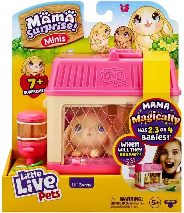 Little Live Pets Mama Surprise Mini Lil' Bunny Interactive Plush Toy  [Magically Has 2, 3 OR 4 Babies!]