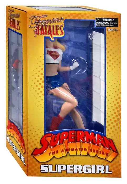 DC Superman Animated Femme Fatales Supergirl 9 PVC Statue White Shirt, Blue  Skirt Diamond Select Toys - ToyWiz