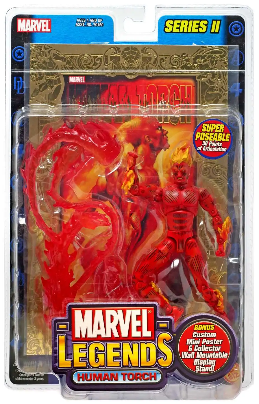 Marvel Legends Series 2 Human Torch Action Figure Gold Foil 