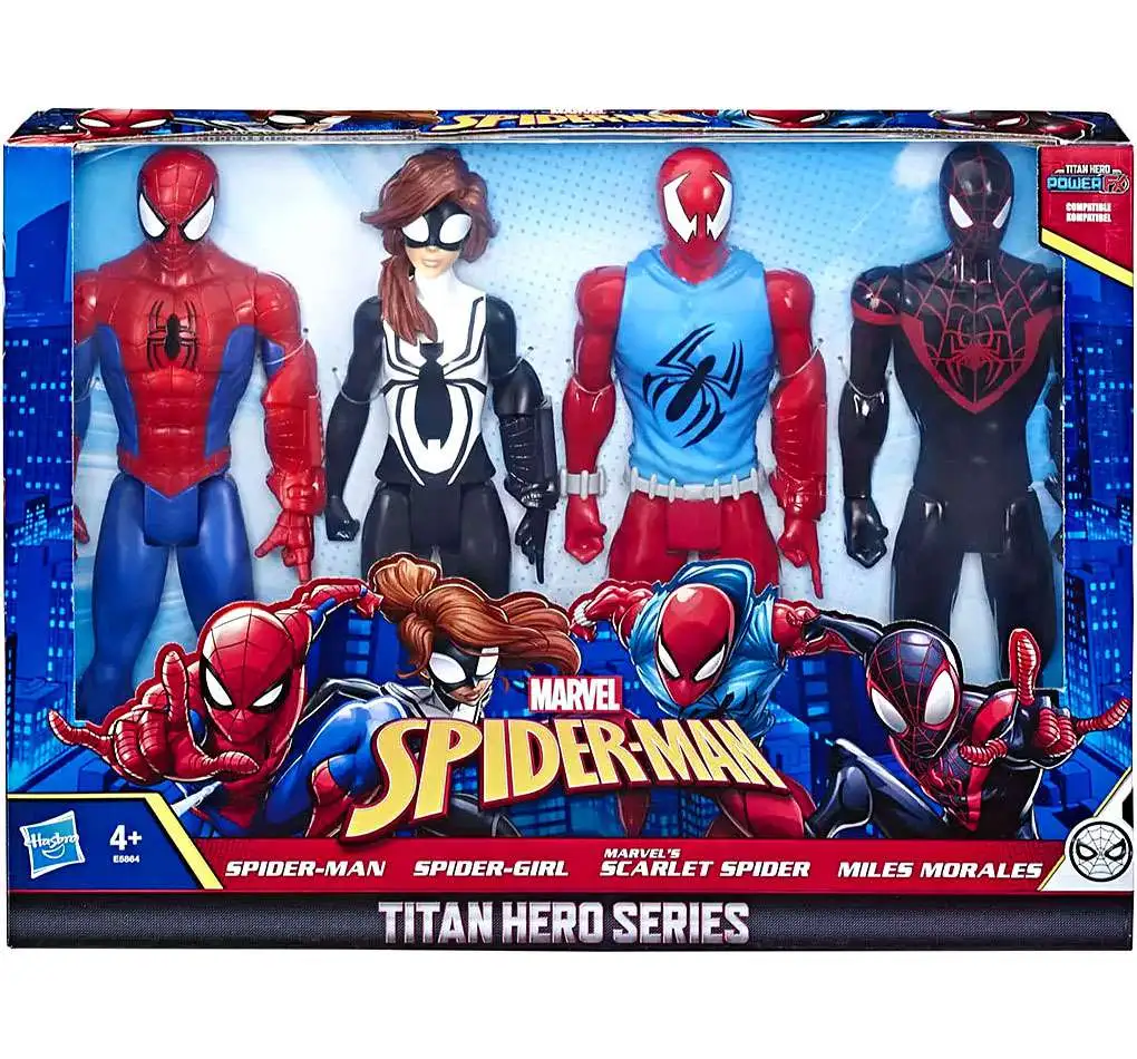 Marvel Titan Hero Series Spider-Man, Spider-Girl, Scarlet Spider Miles  Morales Exclusive 12 Action Figure 4-Pack Hasbro - ToyWiz