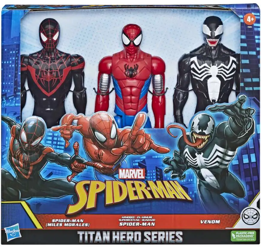 Marvel Titan Hero Series Miles Morales, Armored Spider-Man Venom 12 Action  Figure 3-Pack Hasbro - ToyWiz
