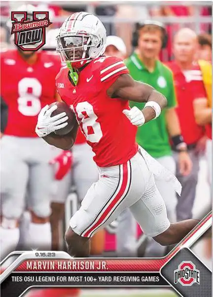 NCAA Ohio State University 2023 Bowman U NOW Football Marvin Harrison Jr. #3 [Ties OSU Legend (Chris Carter) For Most 100+ Yard Receiving Games]