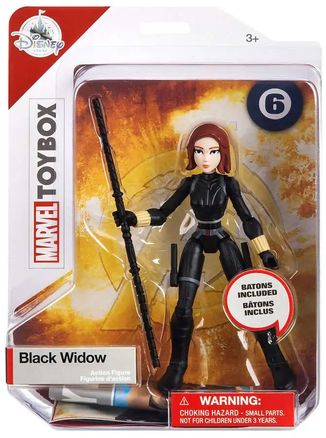 Disney Store Parks Marvel Toy Box Black Widow W/ Batons Action Figure NIP 