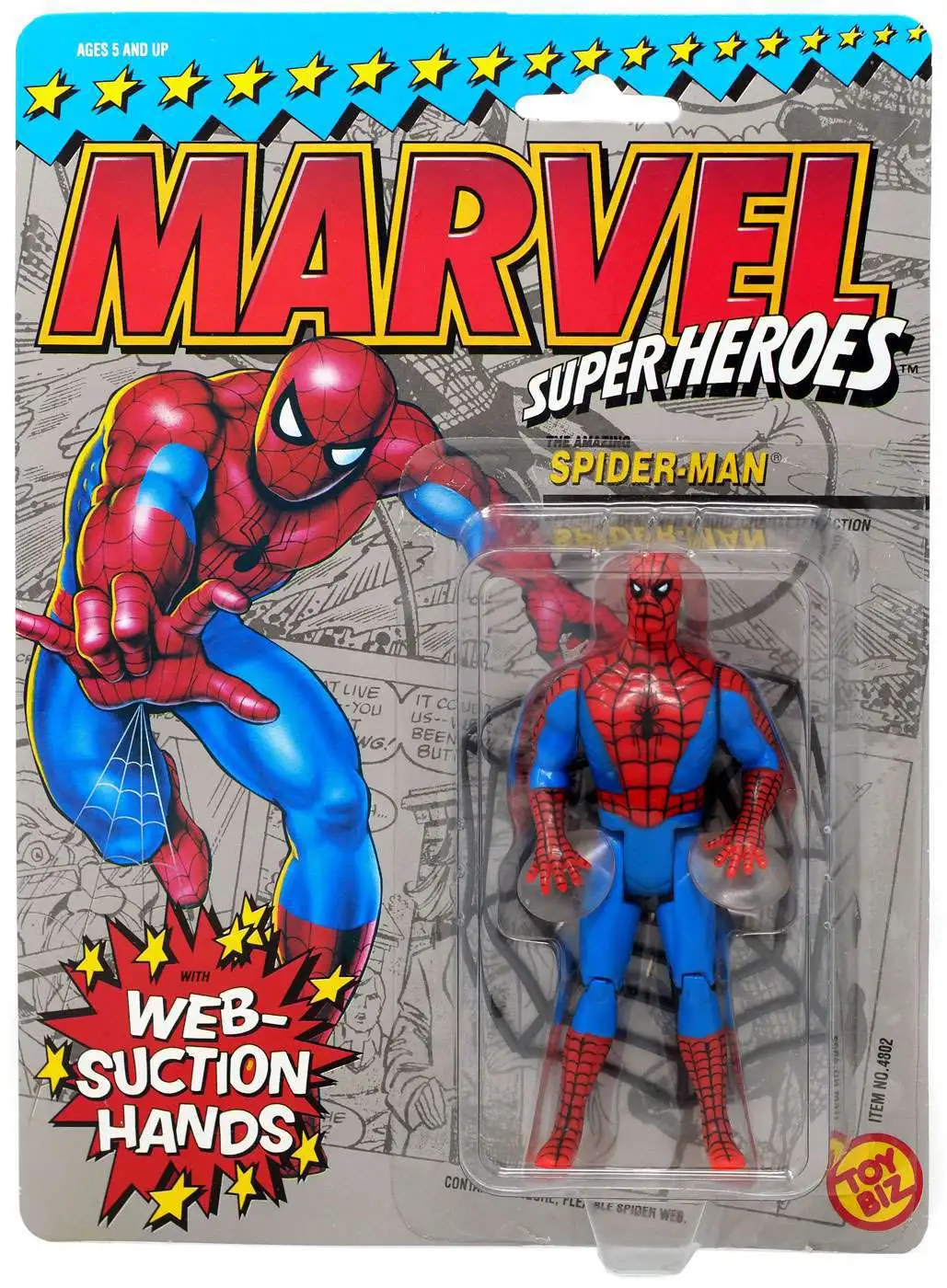 4802 Web-Suction Mains 1990 Toybiz N0 ToyBiz Marvel Super Heroes Spider-Man Avec 