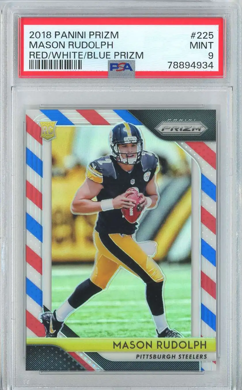 NFL 2018 Panini Prizm Mason Rudolph Rookie Graded Card #225 [Red/White/Blue] [PSA 9]