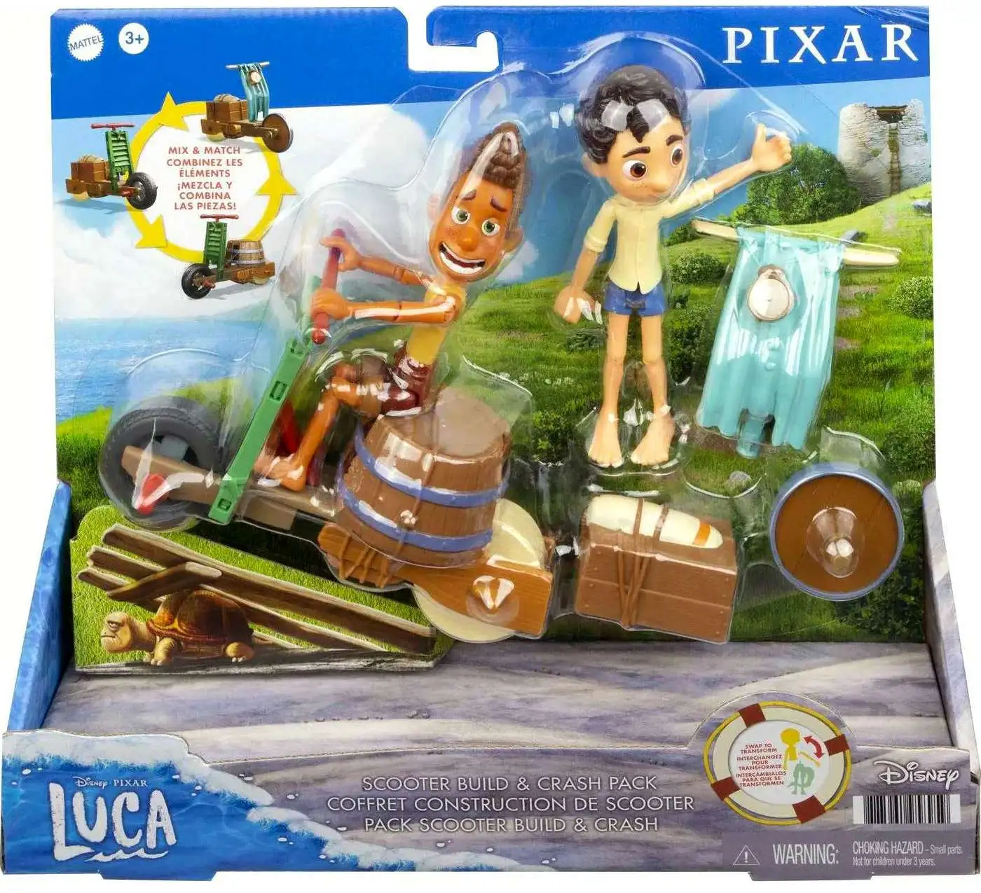 NEW 2021 SHIP NOW Mattel Disney Pixar Luca Scooter Build & Crash Pack 