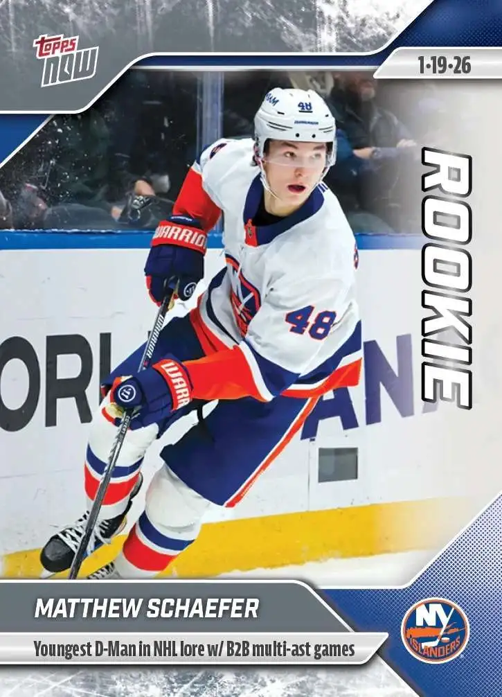 NHL 2025-26 Topps NOW Hockey Matthew Schaefer Single Sticker Card #95 [Rookie]