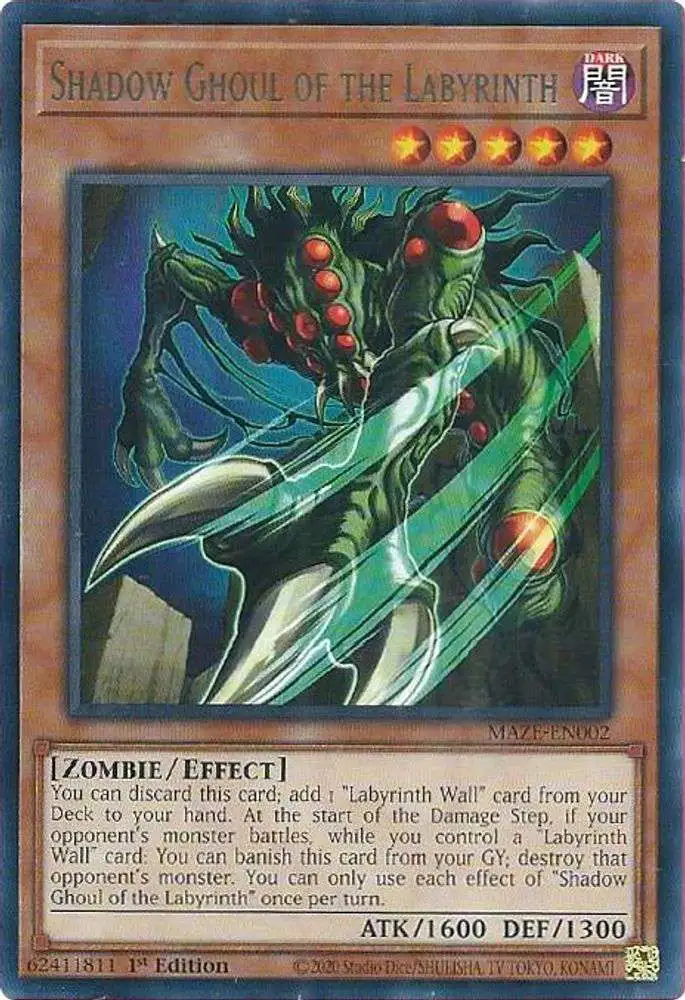 YuGiOh Trading Card Games Maze of Memories Rare Shadow Ghoul of the Labyrinth MAZE-EN002