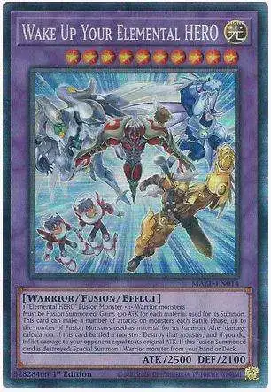 YuGiOh Trading Card Games Maze of Memories Collector Rare Wake Up Your Elemental HERO MAZE-EN014
