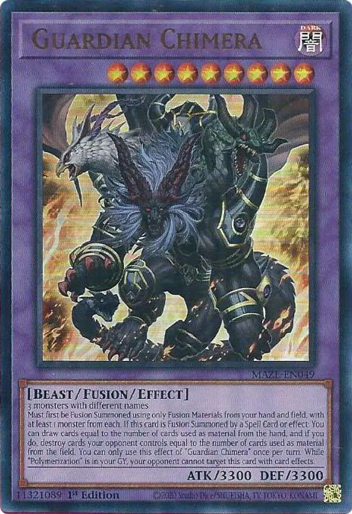 YuGiOh Trading Card Games Maze of Memories Single Card Ultra Rare Guardian  Chimera MAZE-EN049 - ToyWiz