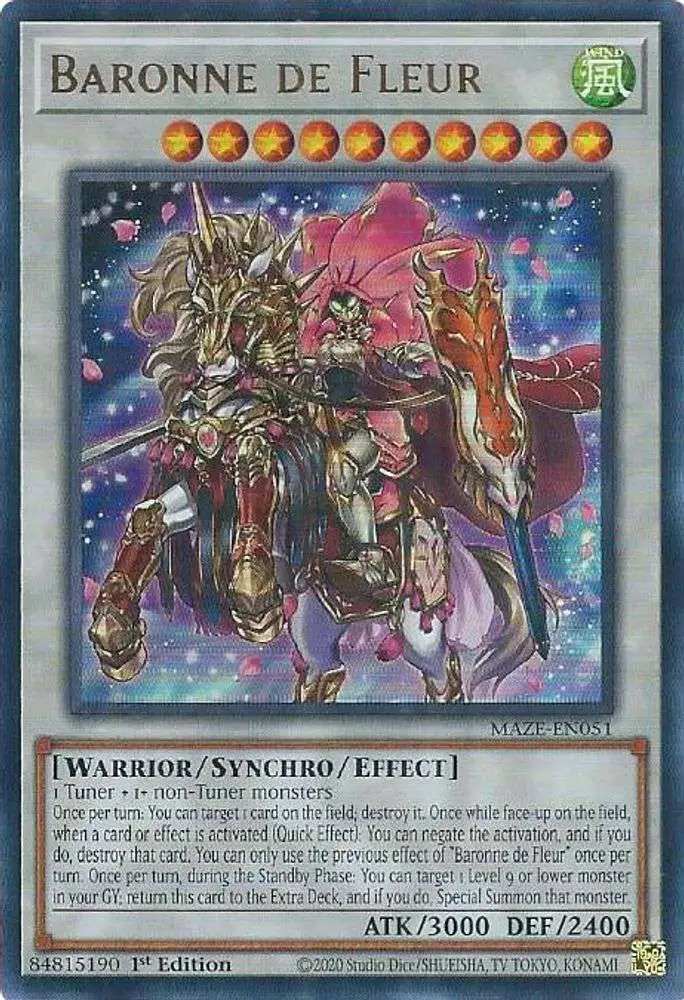 YuGiOh Trading Card Games Maze of Memories Ultra Rare Baronne de Fleur MAZE-EN051