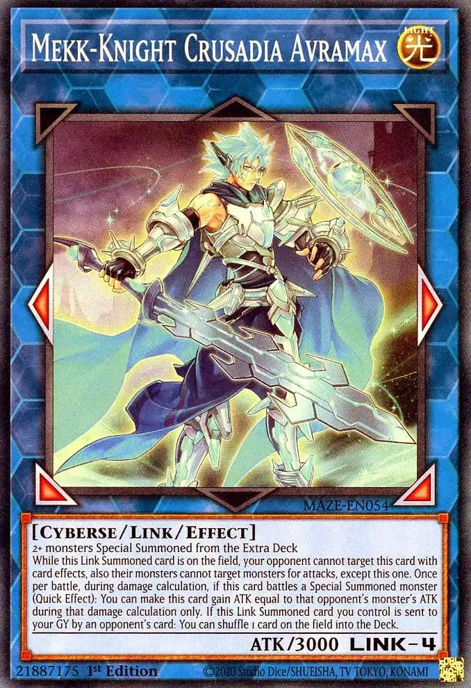 YuGiOh Trading Card Games Maze of Memories Collector Rare Mekk-Knight  Crusadia Avramax MAZE-EN054