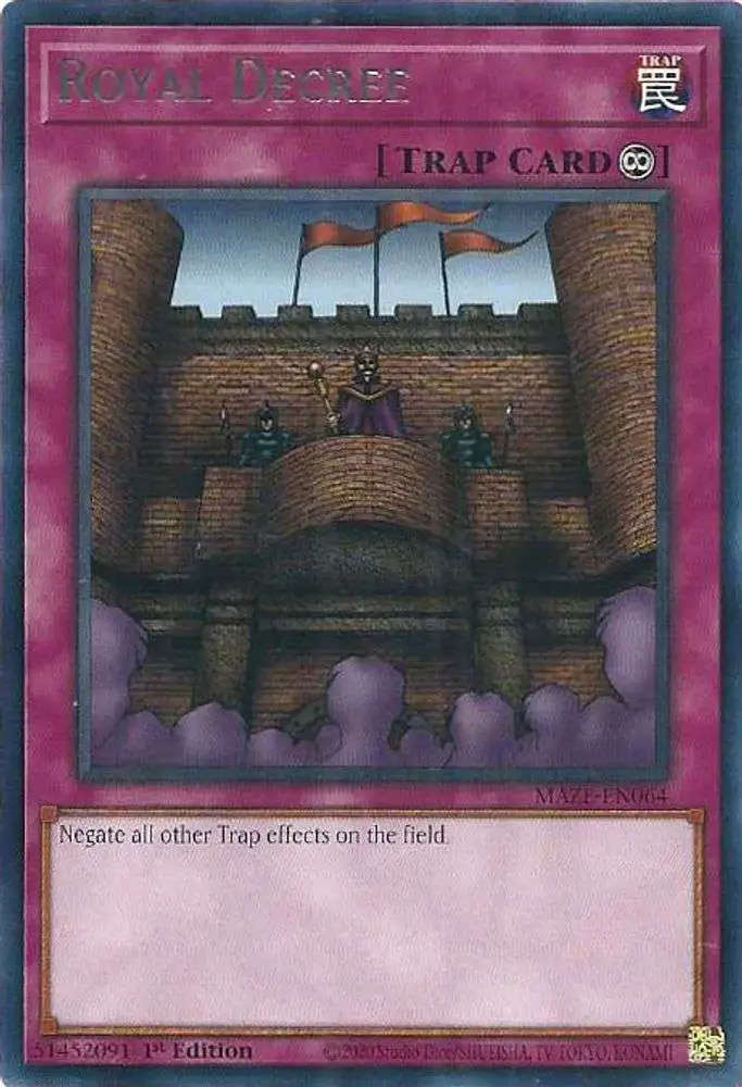 YuGiOh Trading Card Game Maze of Memories Rare Royal Decree MAZE-EN064