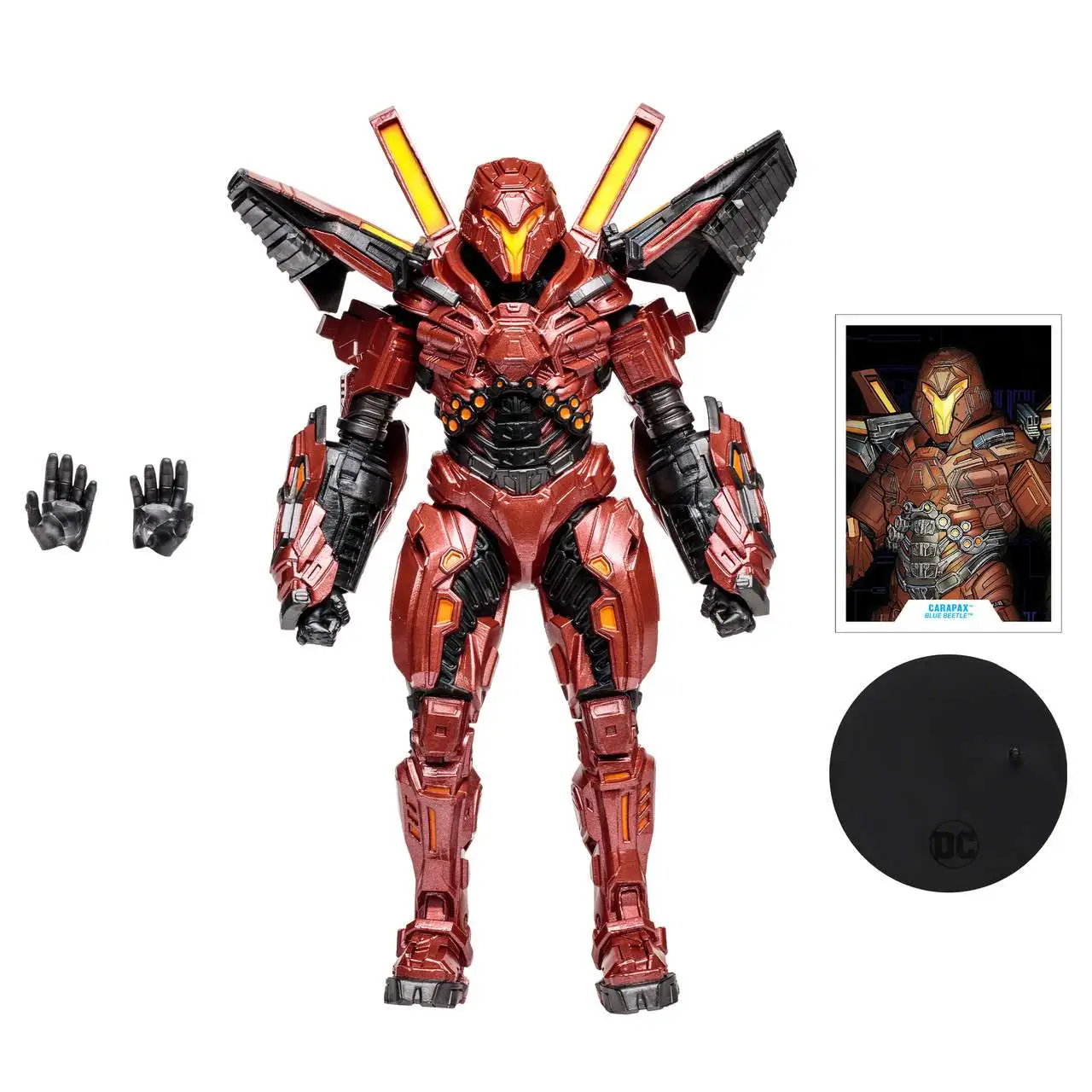 DC Comics Blue Beetle - Action Figure Carapax 30,5 Cm, Vestito Rosso, 11 Punti Di Articolazione, Scultura Dettagliata, Giocattolo Collezionabile Per Bambini 3+
