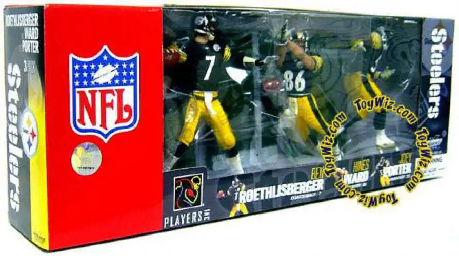 McFarlane Toys NFL Pittsburgh Steelers Sports Football Ben Roethlisberger,  Hines Ward Joey Porter Exclusive Action Figure 3-Pack - ToyWiz