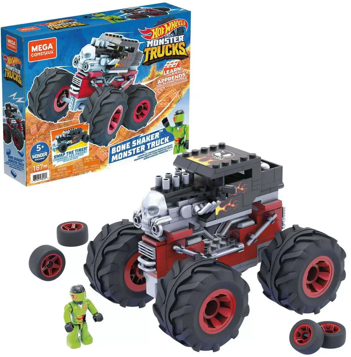  Hot Wheels Monster Jam Bone Shaker Vehicle (1:24 Scale) : Toys  & Games