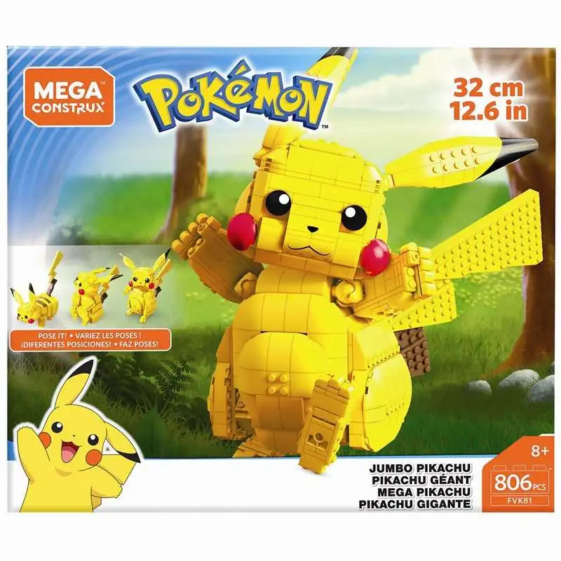 Mega Bloks Pokemon Mega Construx Jumbo Pikachu 12-Inch Set NEW DAMAGED BOX 
