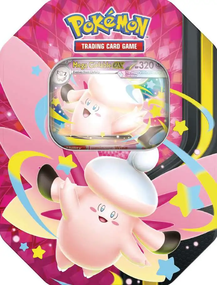 Pokemon Mega Evolution Moonlit Mega Clefable ex Tin Set [4 Booster Packs & 1 Foil Promo Card] (Pre-Order ships September)