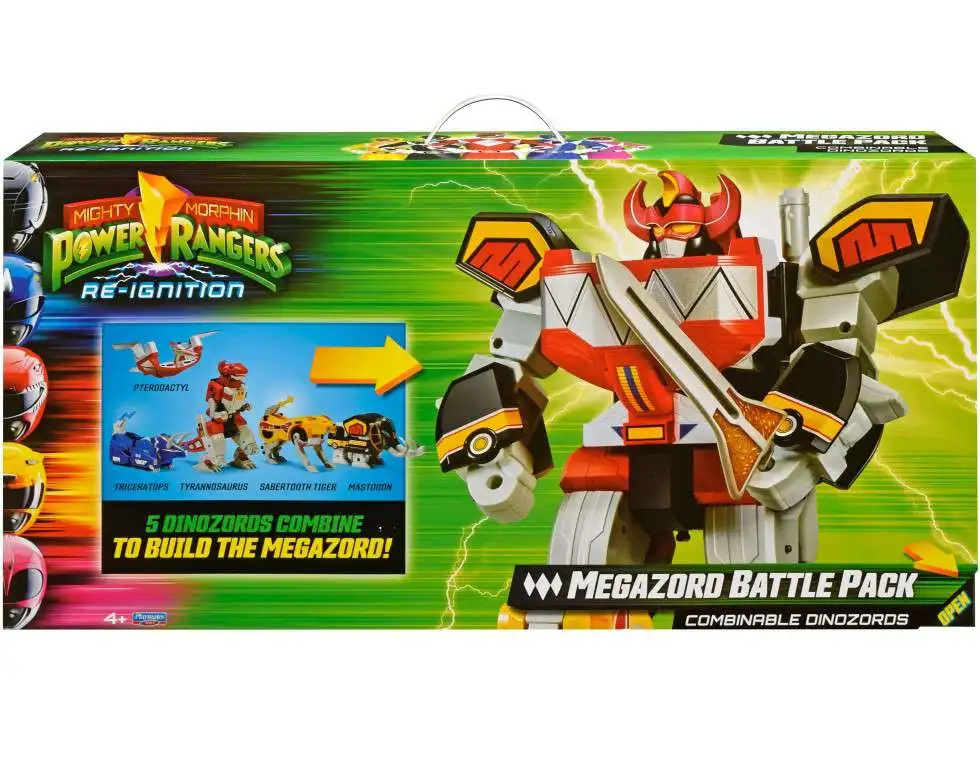Power Rangers Mighty Morphin Re-Ignition Megazord Battle Pack Exclusive Action Figure Set [Tyrannosaurus, Mastodon, Triceratops , Sabertooth Tiger & Pterodactyl]
