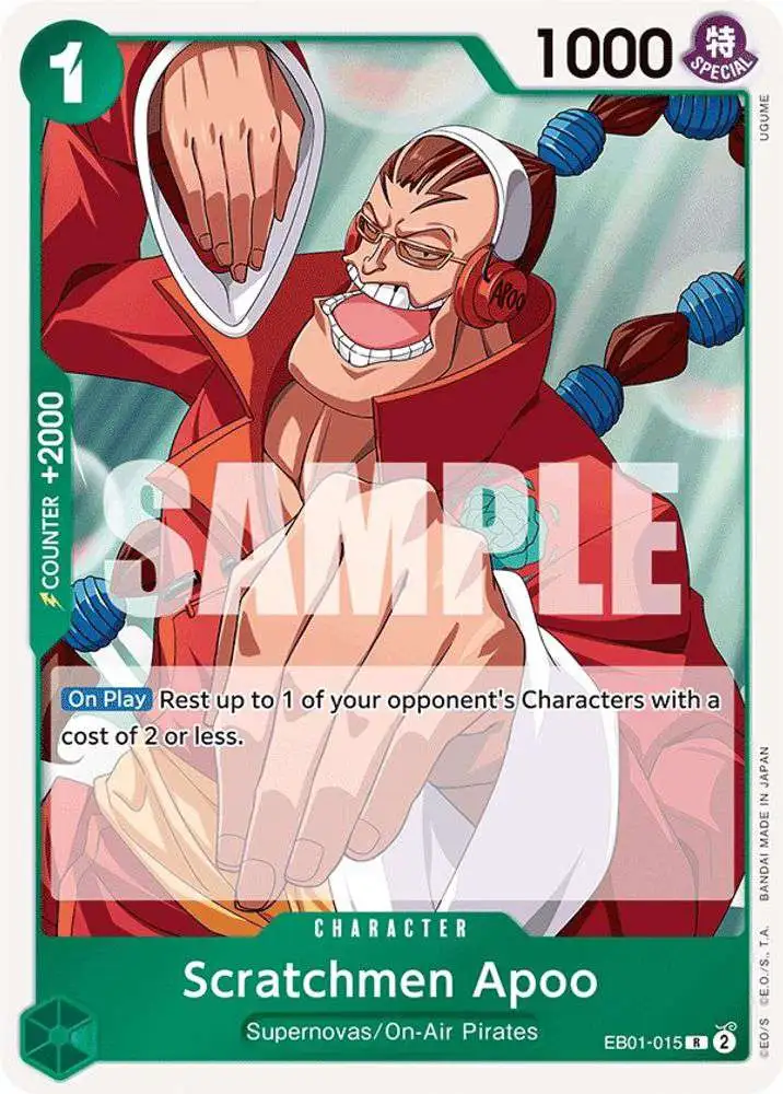 One Piece Trading Card Game Memorial Collection Rare Scratchmen Apoo EB01-015